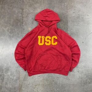 Champion USC Trojans Hoodie Red College Y2K Pullover Mens Size L